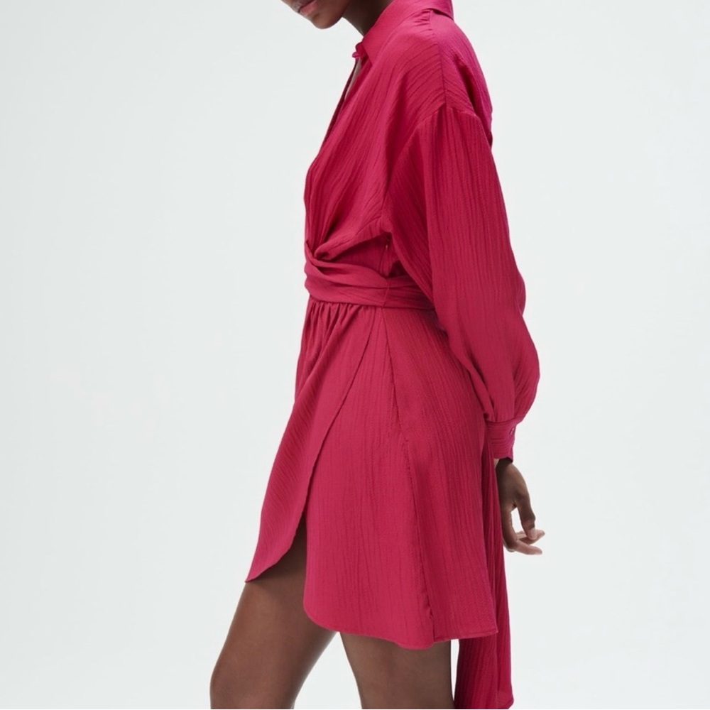 New with TAGS Zara Fuchsia Textured Wrap Dress